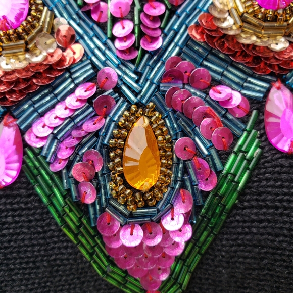 Sold-VINTAGE ML Sport sequined beaded sweater - Picture 5 of 8